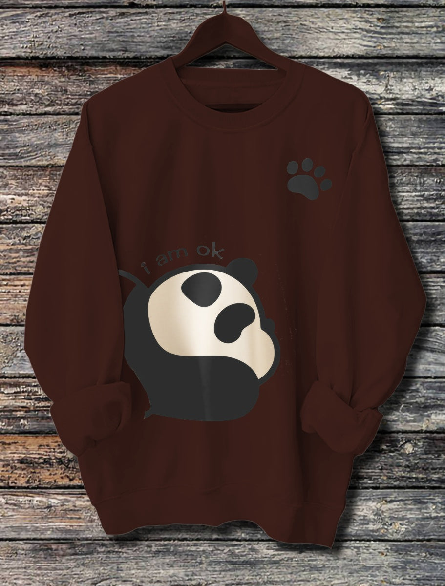 Girls & Women's Long-Sleeved Panda Print Sweatshirt