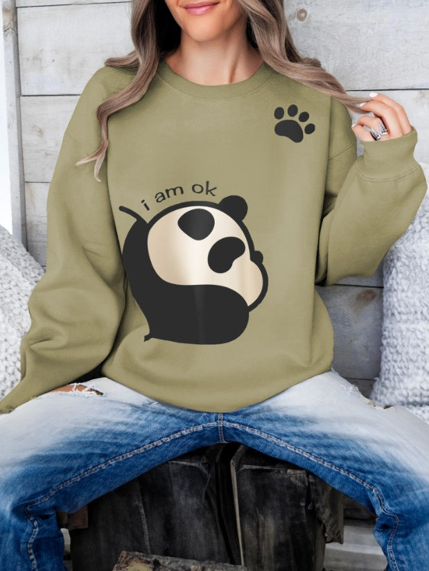 Girls & Women's Long-Sleeved Panda Print Sweatshirt