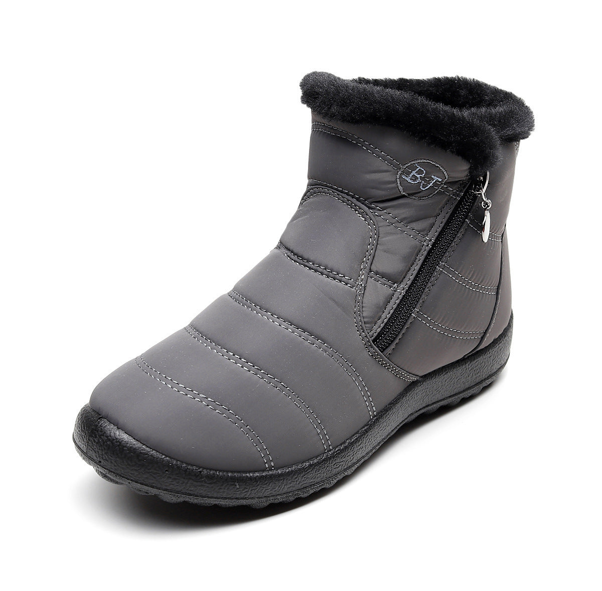 Girls Side Zipper Mid-Calf Widened Waterproof Snow Boots